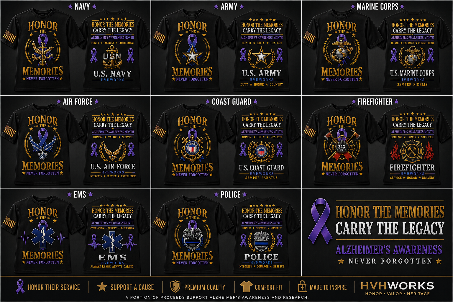 Honor the Memories™ Service Collection | Alzheimer's Awareness Tribute Shirt
