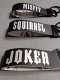 Black & Silver Leather-Style Roadname Key Fob Keychain