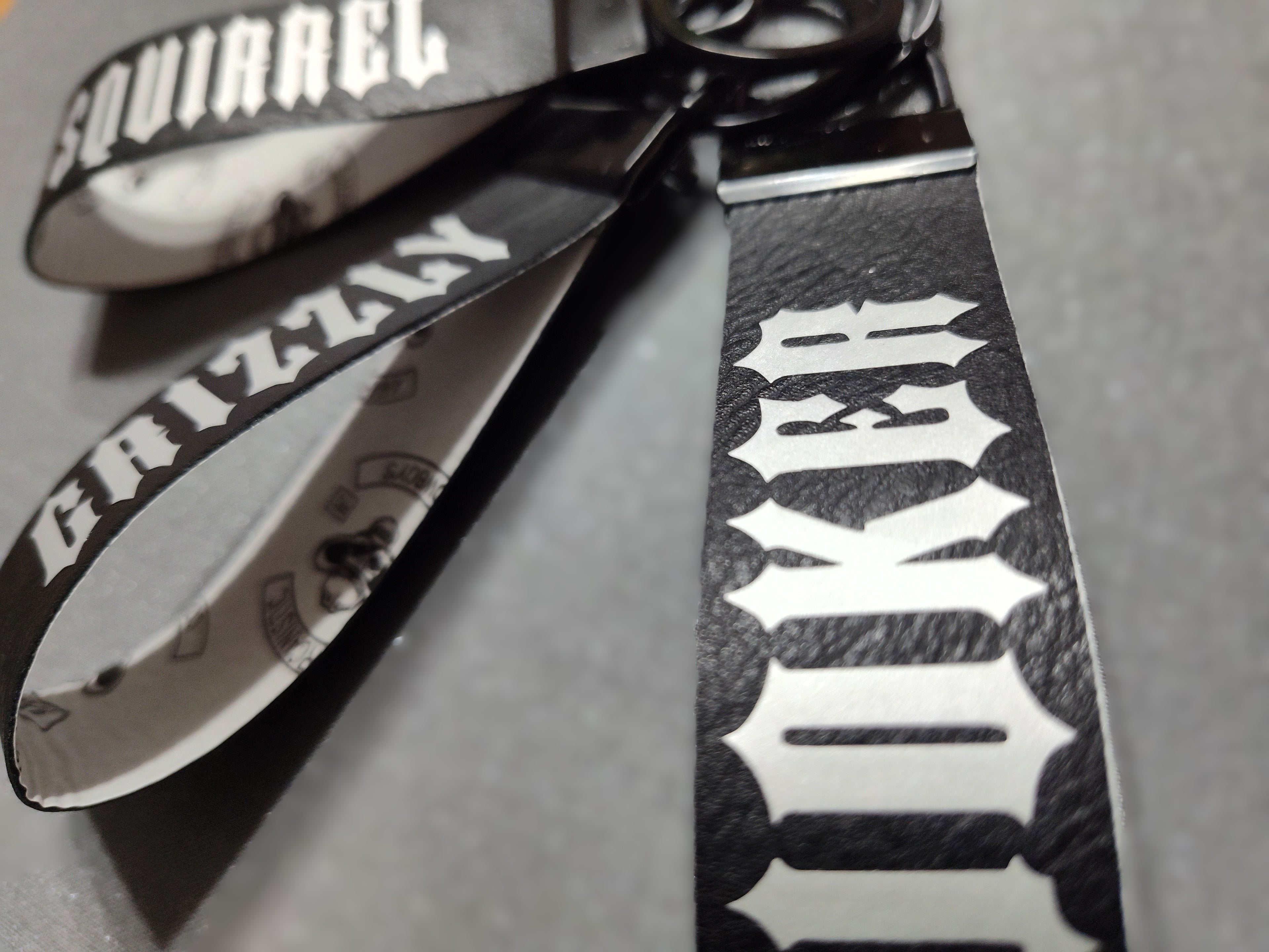 Black & Silver Leather-Style Roadname Key Fob Keychain